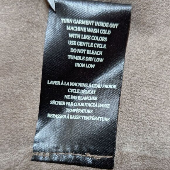 Blank NYC Faux Suede Moto Jacket Small Drape Front Biker Taupe Asymmetrical Zip - Picture 4 of 6